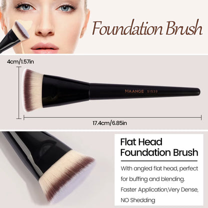 3Pcs Makeup Brush Set Angle round Flat Head Foundation Brush Soft Bristle with Box Skin-Friendly Makeup Tool for Beauty