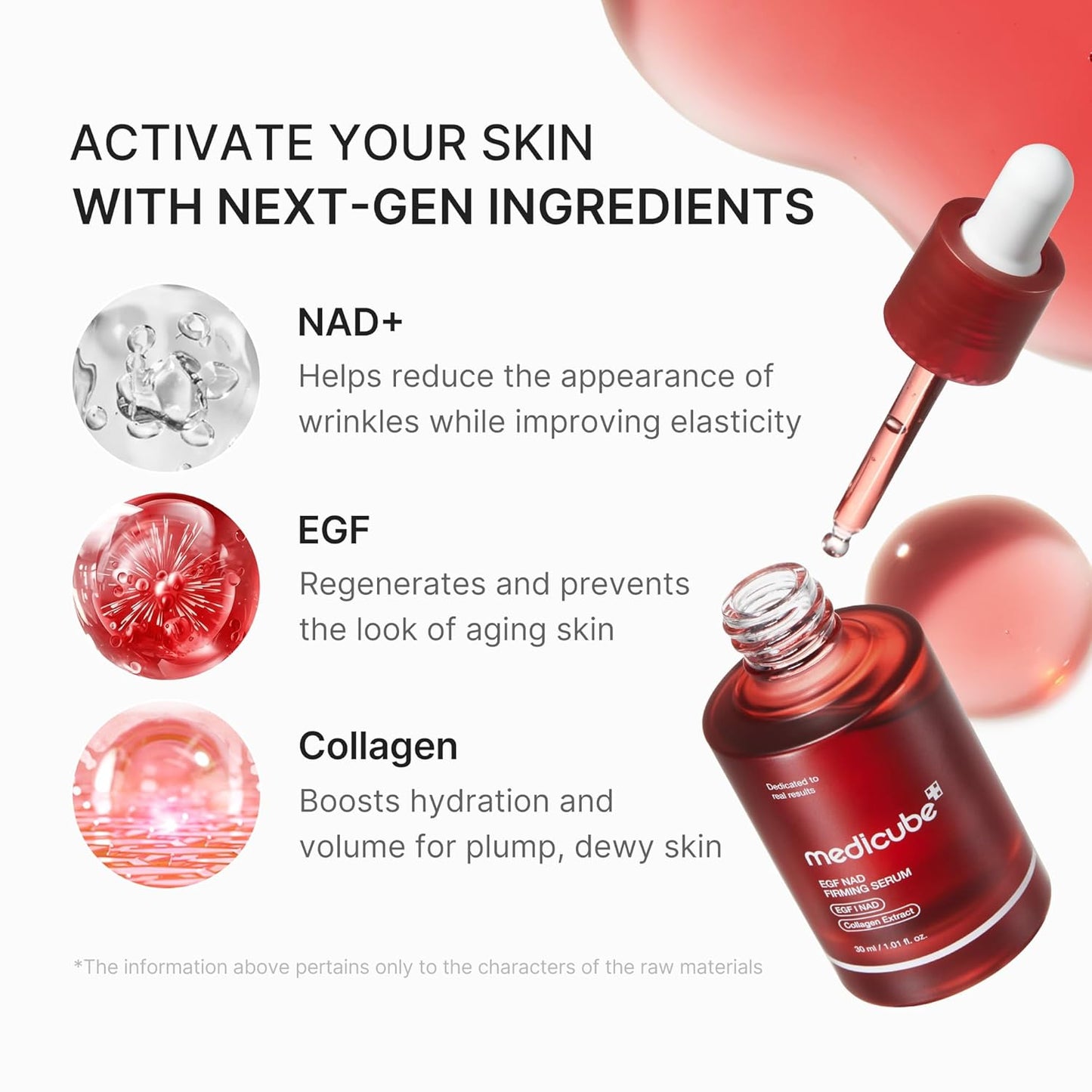 NAD EGF Firming Serum for Face & Neck | Anti-Aging Serum with EGF Peptide, NAD+ & Collagen | Wrinkle Appearance, Elasticity & Pore Care | Korean Skincare, 1.01 Fl.Oz