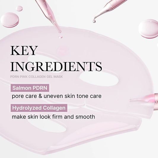 [Medicube] PDRN Pink Collagen Gel Mask 4 Sheets Salmon DNA Color Changing Pink Glow Collagen Facial Mask Korean Skincare
