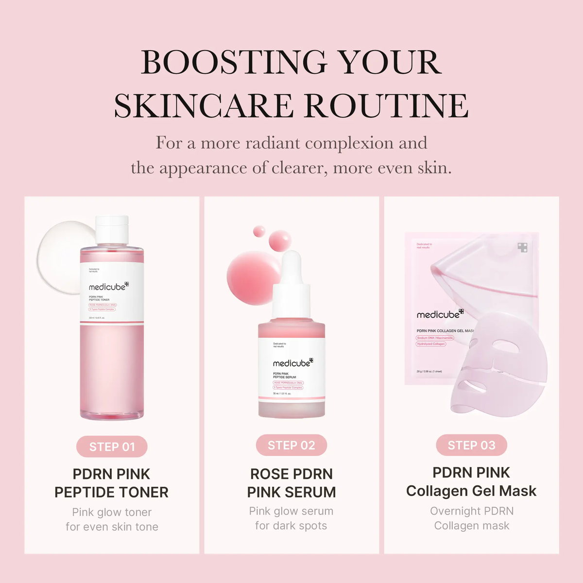 [Medicube] PDRN Pink Collagen Gel Mask 4 Sheets Salmon DNA Color Changing Pink Glow Collagen Facial Mask Korean Skincare